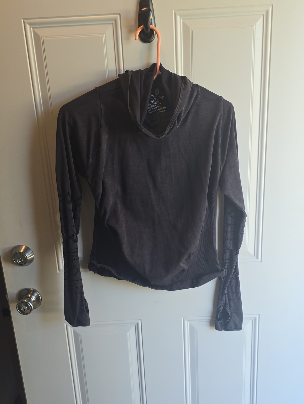 Black Lightweight Hooded Long Sleeve Top